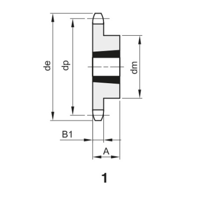Звездочка 10B-1, шаг 15,875х9,65 мм (5/8х3/8), Z=45 под втулку тапербуш 2012 - Евромеханика