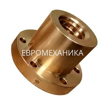 Гайка трапецеидальная латунная (HPb59-1) BFM 25х5 с фланцем (правая резьба), EMT - Евромеханика