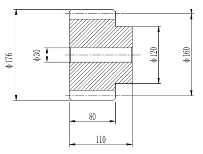 Шестерня цилиндрическая М=8 Z=20 со ступицей и закалкой зуба, EMT - Евромеханика