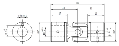 Шарнирное соединение UJMA32 (32x86-16K-16K), black - «Евромеханика»