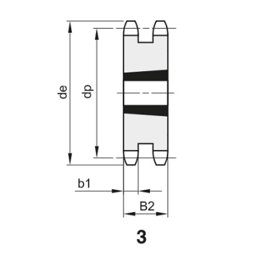 Звездочка 20B-2, шаг 31,75х19,56 мм (1"1/4х3/4), Z=15 под втулку тапербуш 2517 - Евромеханика