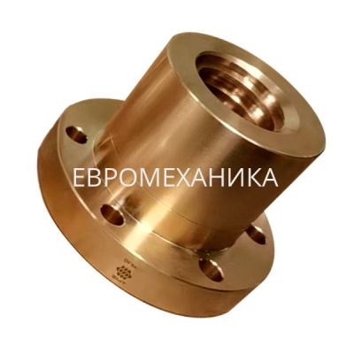 Гайка трапецеидальная латунная (HPb59-1) BFM 40х7 с фланцем (правая резьба), EMT - Евромеханика