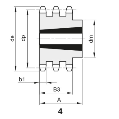 Звездочка 16B-3, шаг 25,4х17,02 мм (1"х17,02 мм), Z=25 под втулку тапербуш 3535 - Евромеханика