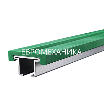 Профильная направляющая для конвейера, PD-3A-S (с центр. упором), нерж. сталь + UHMW-PE, L=3000, EMT - Евромеханика