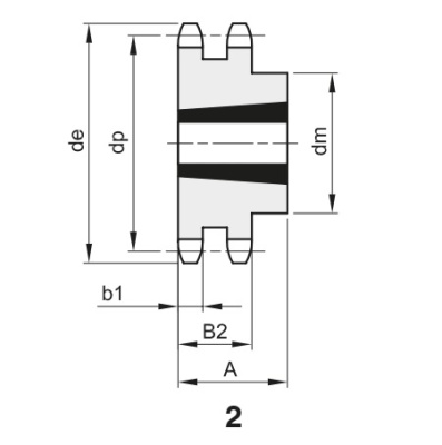 Звездочка 12B-2, шаг 19,05х11,68 мм (3/4х7/16), Z=38 под втулку тапербуш 3020 - Евромеханика