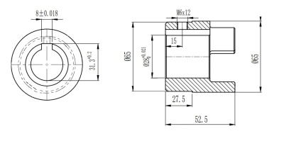 Полумуфта GE 28-38 тип B, с готовым отверстием d=28 мм, шпон паз 8х3,3мм+винт М6, СТАЛЬ, EMT - «Евромеханика»