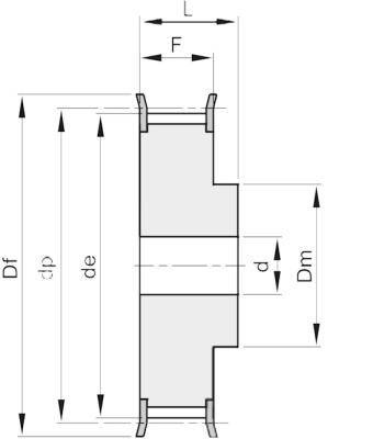 Шкив зубчатый под расточку 18 L 075, EMT - Евромеханика