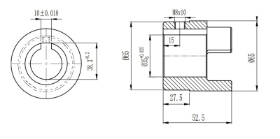 Полумуфта GE 28-38 тип B, с готовым отверстием d=35 мм, шпон паз 10х3,3мм+винт М8, СТАЛЬ, EMT - Евромеханика
