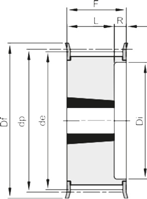 Шкив зубчатый под втулку тапербуш TL 25 H 150 (1610), EMT - Евромеханика
