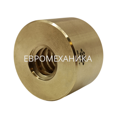 Гайка трапецеидальная латунная (HPb59-1) LRM 25х5 без фланца (правая резьба), EMT - Евромеханика
