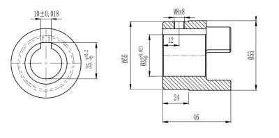 Полумуфта GE 24-32 тип B, с готовым отверстием d=32 мм, шпон паз 10х3,3мм+винт М8, СТАЛЬ, EMT - «Евромеханика»