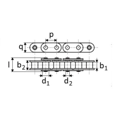 Цепь роликовая с прямыми пластинами C10B-1, EMT - Евромеханика