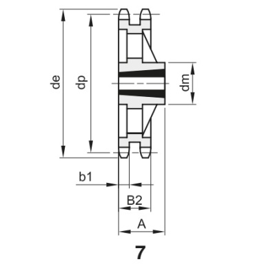 Звездочка 08B-2, шаг 12,7х7,75 мм (1/2х5/16), Z=76 под втулку тапербуш 2012 - Евромеханика