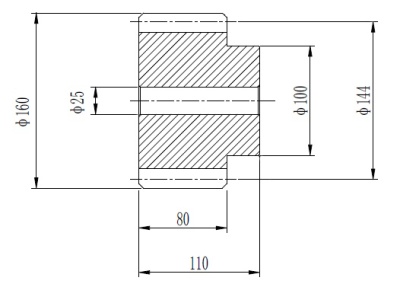 Шестерня цилиндрическая М=8 Z=18 со ступицей и закалкой зуба, EMT - Евромеханика