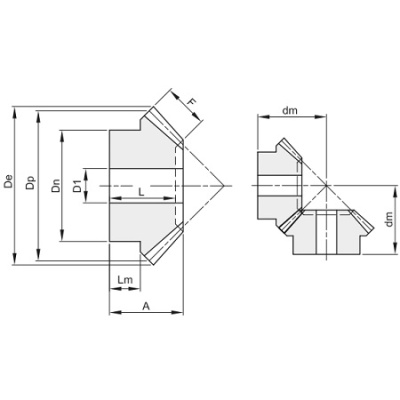 Коническая шестерня прямозубая, i=1, M=3, Z=30 - Евромеханика