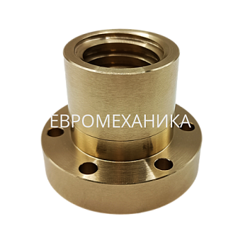 Гайка трапецеидальная латунная (HPb59-1) BFM 12х3 с фланцем (правая резьба), EMT - Евромеханика