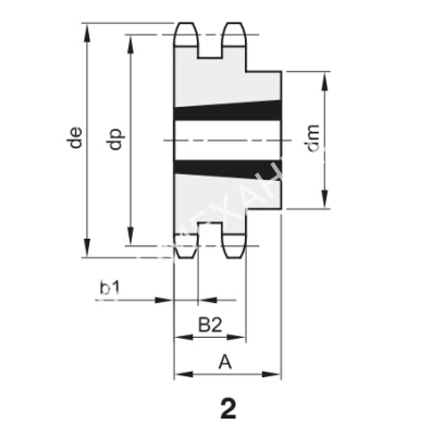 Звездочка 10B-2, шаг 15,875х9,65 мм (5/8х3/8), Z=24 под втулку тапербуш 2012 - Евромеханика