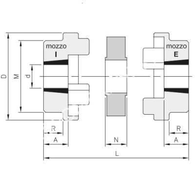 Полумуфта GEB HRC 70 TL тип E, под втулку тапербуш 1008 - Евромеханика
