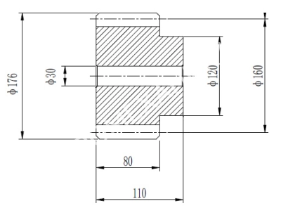 Шестерня цилиндрическая М=8 Z=20 со ступицей и закалкой зуба, EMT - Евромеханика