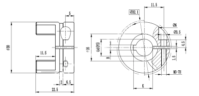 Полумуфта GS14 безлюфтовая, с готовым отверстием d=14 мм, шпон паз 5х2,3мм, EMT - Евромеханика