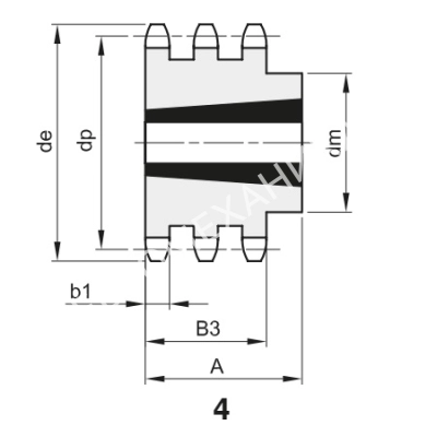 Звездочка 16B-3, шаг 25,4х17,02 мм (1"х17,02 мм), Z=27 под втулку тапербуш 3535 - Евромеханика