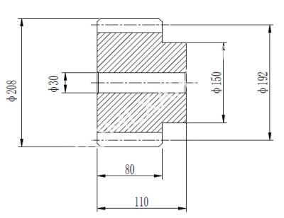 Шестерня цилиндрическая М=8 Z=24 со ступицей и закалкой зуба, EMT - Евромеханика