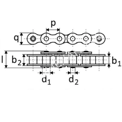 Цепь роликовая однорядная из нержавеющей стали RF 08B-1 - Евромеханика