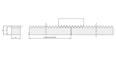 Рейка зубчатая M 2, 20х20 мм, L=1000 мм (CR28100) - Евромеханика