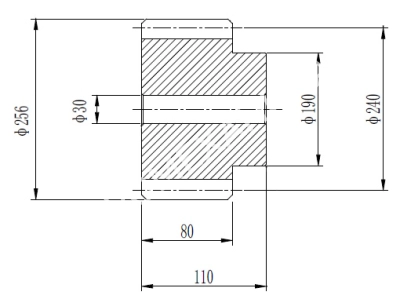 Шестерня цилиндрическая М=8 Z=30 со ступицей и закалкой зуба, EMT - Евромеханика