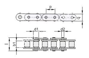 Цепь роликовая нержавеющая 06B-1SS, EMT - Евромеханика