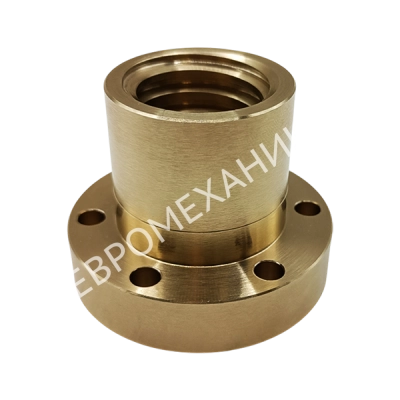 Гайка трапецеидальная латунная (HPb59-1) BFM 24х5 с фланцем (правая резьба), EMT - Евромеханика