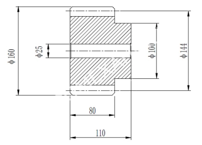 Шестерня цилиндрическая М=8 Z=18 со ступицей и закалкой зуба, EMT - Евромеханика