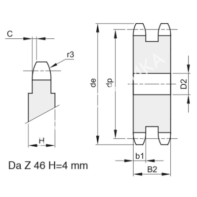 Звездочка 10B-2, шаг 15,875х9,65 мм (5/8х3/8), Z=16 без ступицы - Евромеханика