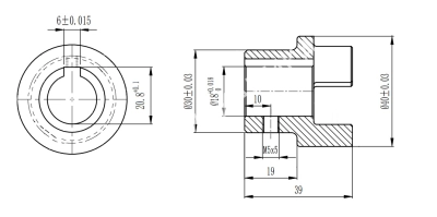 Полумуфта GE 19-24 тип A, с готовым отверстием d=18 мм, шпон паз 6х2,8мм+винт М5, СТАЛЬ, EMT - Евромеханика