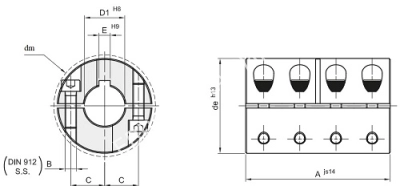 Муфта продольно-свёртная сегментная GBRR 12 нержавеющая - Евромеханика