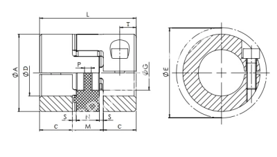 Полумуфта безлюфтовая кулачковая GESMC 24/28 с готовым отверстием 15 мм, компактная - Евромеханика