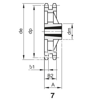 Звездочка 12B-2, шаг 19,05х11,68 мм (3/4х7/16), Z=76 под втулку тапербуш 3020 - Евромеханика