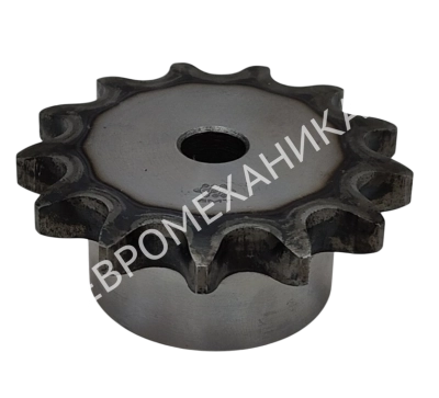 Звездочка 10B-1, шаг 15,875х9,65 мм (5/8х3/8), Z=12 со ступицей и закалкой зубьев - Евромеханика