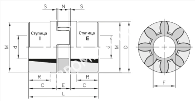 Полумуфта GEB 75-90 TL тип I, под втулку тапербуш 2517, EMT - Евромеханика