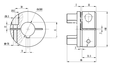 Полумуфта GS38 безлюфтовая, с готовым отверстием d=35 мм, шпон паз 10х3,3мм, EMT - Евромеханика