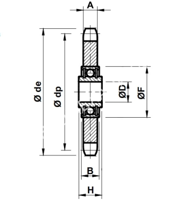 Звездочка натяжная для цепи 12B-1, Z=14 с подшипником - Евромеханика