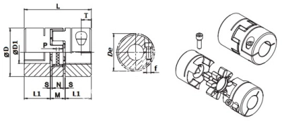Муфта кулачковая безлюфтовая JM25C- 5/5 мм, dmax=12 мм, EMT - Евромеханика