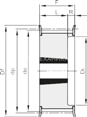 Шкив зубчатый под втулку тапербуш TL 28 8M 50 (1210), EMT - Евромеханика