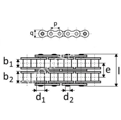 Цепь роликовая двухрядная из нержавеющей стали RF 10B-2 - Евромеханика
