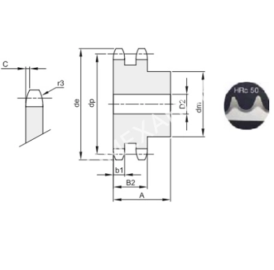 Звездочка 10B-2, шаг 15,875х9,65 мм (5/8х3/8), Z=20 со ступицей и закалкой зубьев - Евромеханика