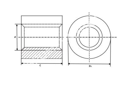 Гайка трапецеидальная стальная (Y15) KSM 30х6 без фланца (правая резьба), EMT - Евромеханика