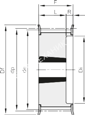 Шкив зубчатый под втулку тапербуш TL 25 H 100 (1610), EMT - Евромеханика