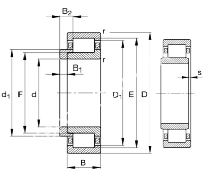 Подшипник NJ222-E-XL-TVP2 FAG - Евромеханика