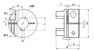Полумуфта GS24 безлюфтовая, с готовым отверстием d=22 мм, шпон паз 6х2,8мм, EMT - Евромеханика