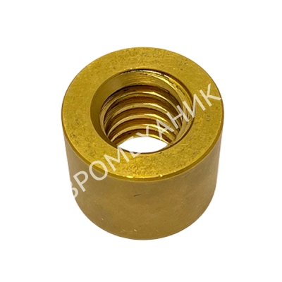 Гайка трапецеидальная латунная (HPb59-1) LRM 12х3 без фланца (правая резьба), EMT - Евромеханика